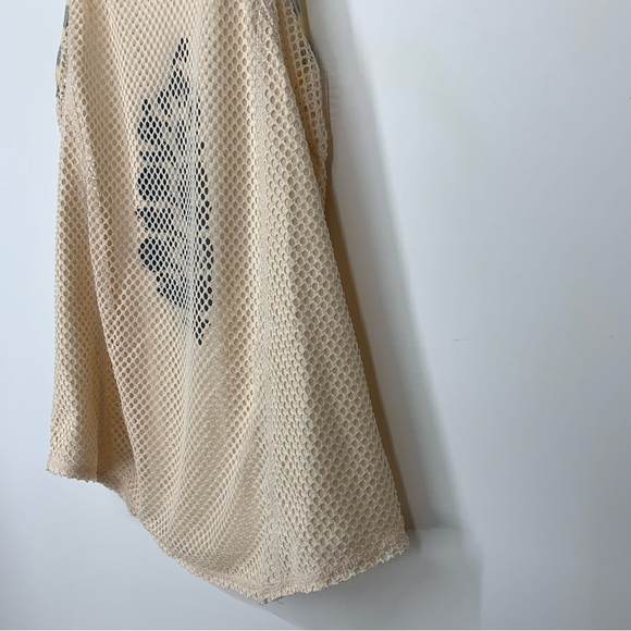 Free People Movement Mesh Layer Cream Yellow Gray T-Back Muscle Tank Top Nwot Sm - Picture 6 of 15